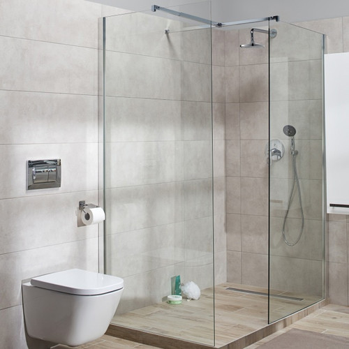 GoodHome Walk-in Shower Panel Beloya 90cm, chrome/transparent