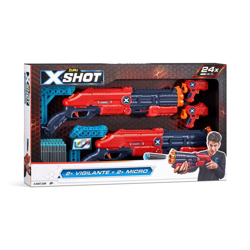 ZURU X-Shot Excel Double Vigilante 24 Darts 8+