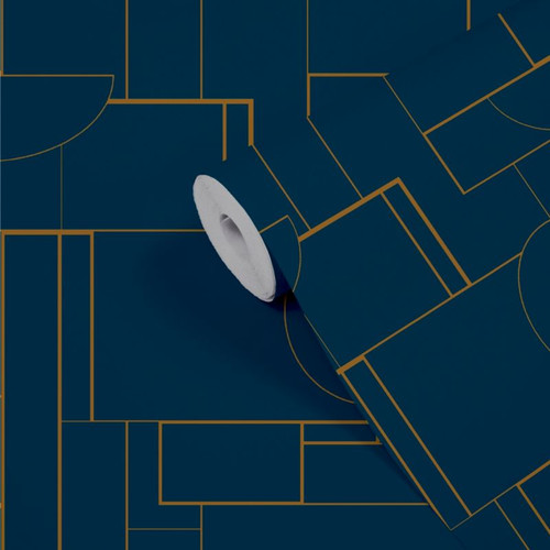 GoodHome Vinyl Wallpaper on Fleece Demuth, blue