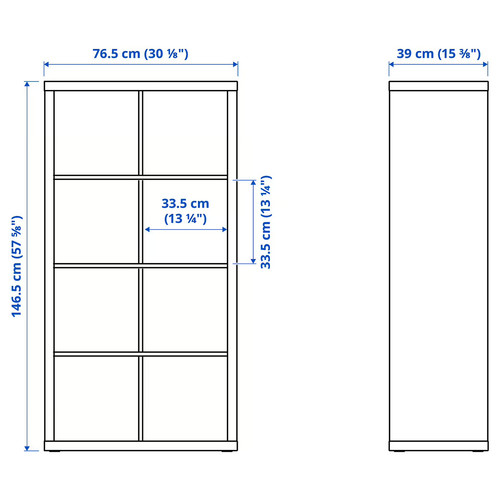 KALLAX Shelving unit, with 4 drawers with 2 shelf inserts/wave shaped white, 147x77 cm