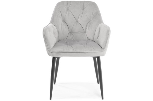 Glamour Chair with Armrests EMMA, velvet, grey