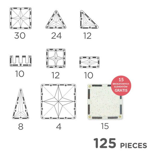 Cleverclixx Magnetic Tiles Inventive Pack Intense 110 pieces + 15 pieces free, 3+