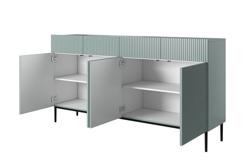 Cabinet with 4 Doors & 4 Drawers Nicole 200cm, sage, black legs