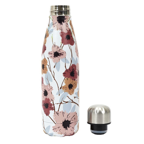 Thermal Bottle Flower 500ml, white-pink