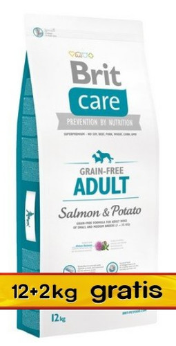 Brit Care Dog Food Grain Free Adult Salmon & Potato 14kg (12+2kg)