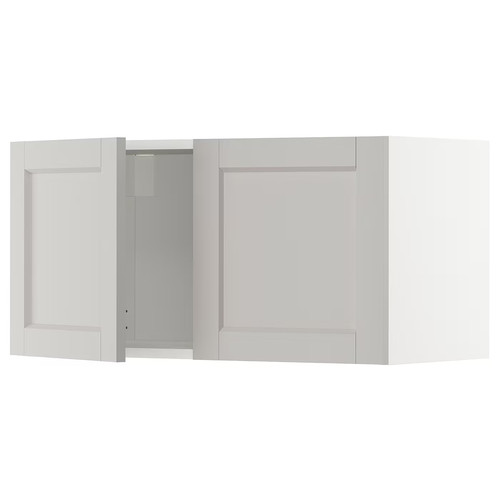 METOD Wall cabinet with 2 doors, white/Lerhyttan light grey, 80x40 cm