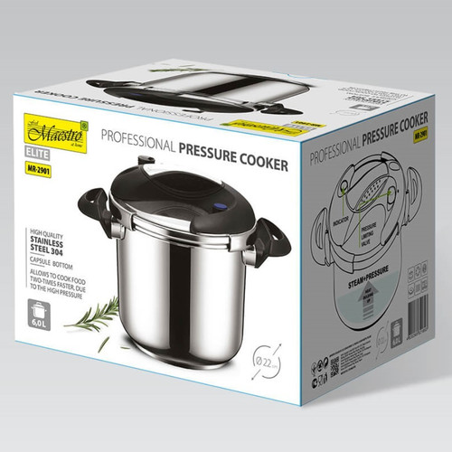 Feel Maestro Stainless Steel Pressure Cooker MR-2901 6L, 22cm, 80kPa