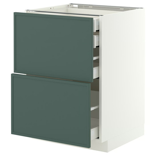 METOD/MAXIMERA Base cb 2 frnts/2 low/1 md/1 hi drw, white/Aspudden dark grey-green, 60x60 cm