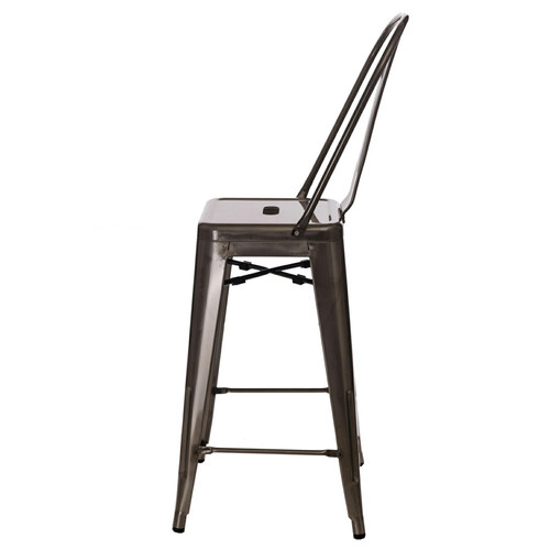 Bar Stool with Backrest Paris 66cm, metallic