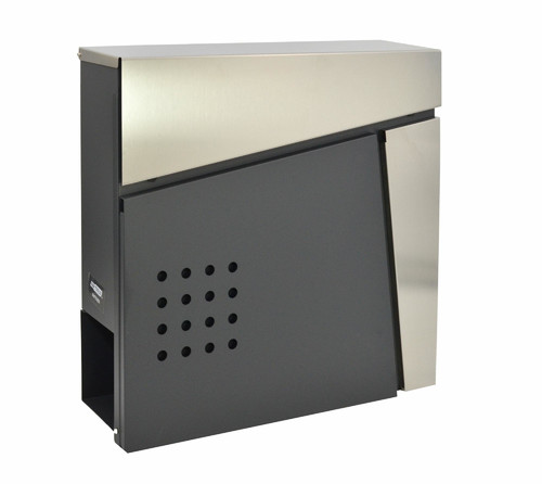 Modern Wall-Mount Letterbox, Anthracite/Silver, 370x370x105mm