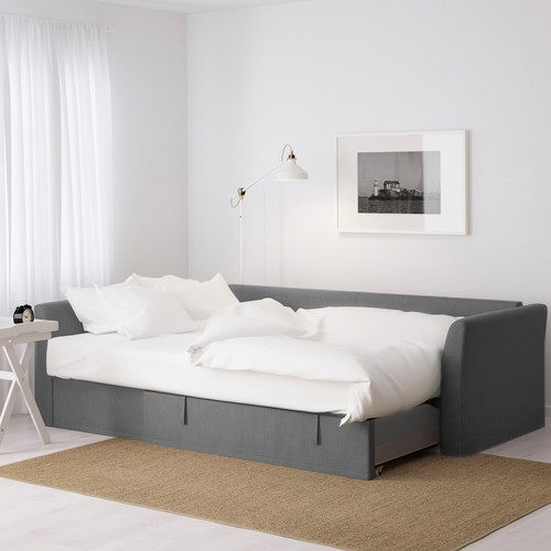 HOLMSUND Corner sofa bed, Nordvalla dark grey