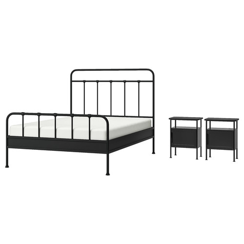 STJÄRNÖ / GRÅFJÄLLET Bedroom furniture, set of 3, anthracite, 140x200 cm