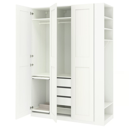 PAX / GRIMO Wardrobe combination, white white/white, 170x60x236 cm