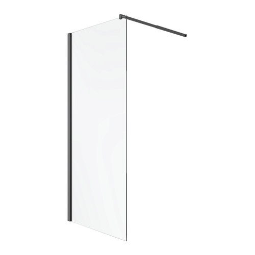 GoodHome Walk-in Shower Beloya 100 cm, transparent/black