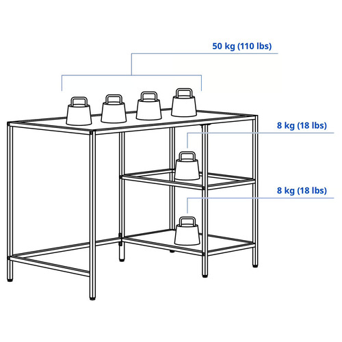 VITTSJÖ Desk, black-brown/glass, 110x60 cm