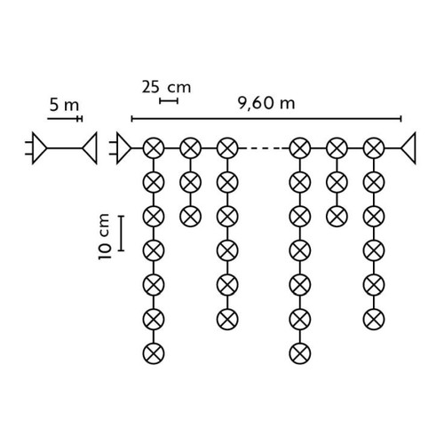 Christmas Curtain Lights In-/Outdoor 200 LED 9.6m, icicles, warm white/cool white mix