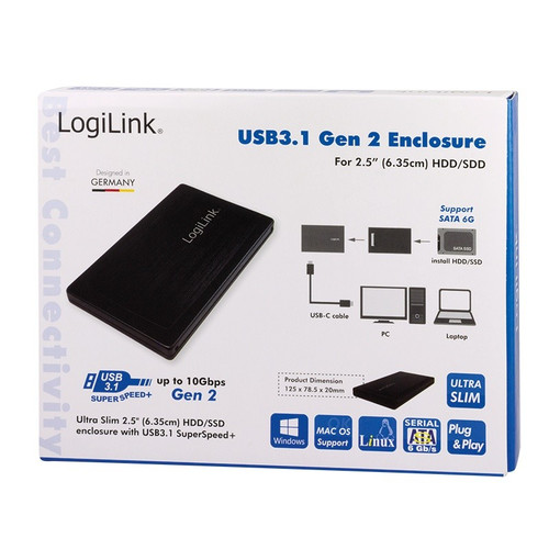 LogiLink External HDD Enclosure 2.5" SATA USB 3.1 Gen2