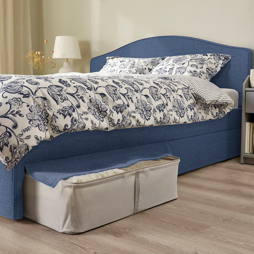 RAMNEFJÄLL Upholstered bed frame, Kilanda dark blue, 160x200 cm
