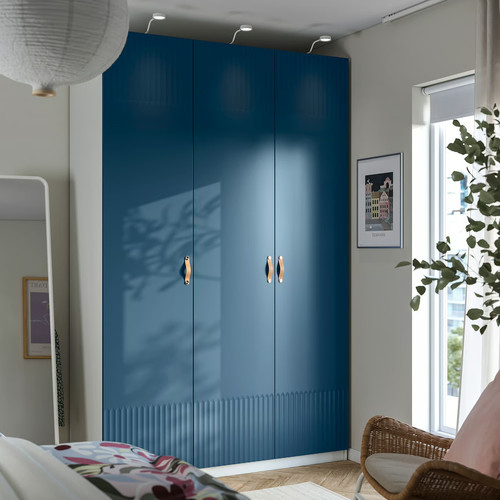 PAX / FYRUDDEN Wardrobe combination, white/blue, 150x60x236 cm