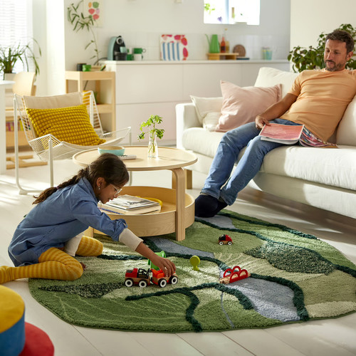 GREJSIMOJS Rug, high pile, green, 153x215 cm