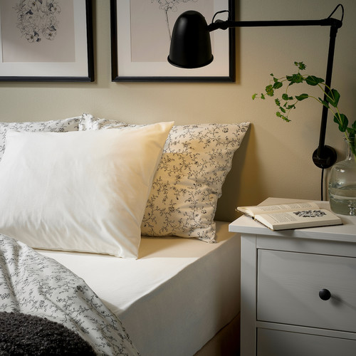 VÅRVIAL Fitted sheet, white, 120x200 cm