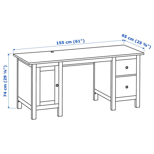 HEMNES Desk, white stain/light brown, 155x65 cm