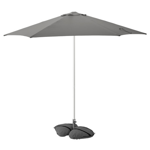 HÖGÖN / IGGÖN Parasol with base, grey/dark grey, 270 cm