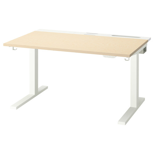 MITTZON Desk sit/stand, electric birch veneer/white, 120x80 cm
