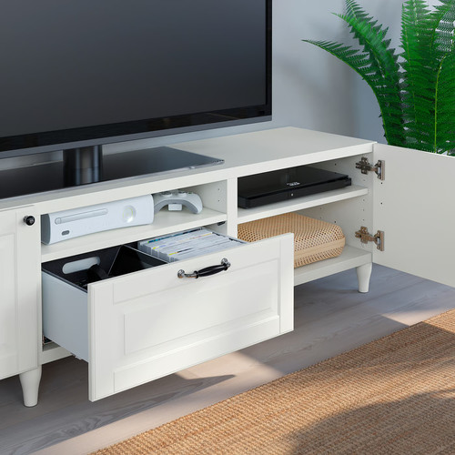 BESTÅ TV bench, white, Smeviken/Kabbarp white, 180x42x48 cm