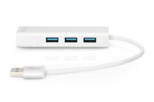 Digitus USB 3.0, 3-ports HUB & Gigabit LAN adapter 3xUSB A/F,1xUSB A/M,1xRJ45 LAN, Win/Mac OS