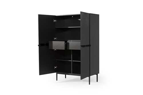 High Cabinet Sideboard Nicole, matt black, black legs