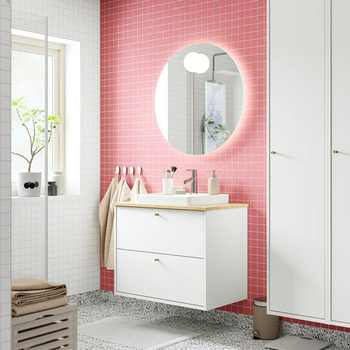HAVBÄCK / ORRSJÖN Wash-stnd w drawers/wash-basin/tap, white/bamboo, 82x49x71 cm