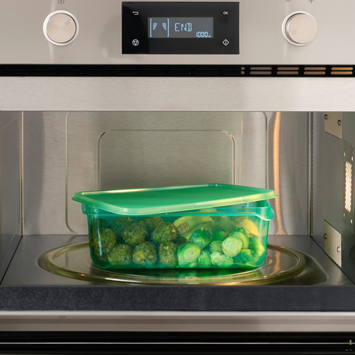 PRUTA Food container with lid, set of 17, green
