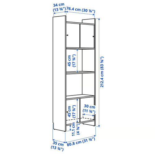 LÅDMAKARE Storage combination w sliding doors, with shelf/oak effect, 81x35x212 cm