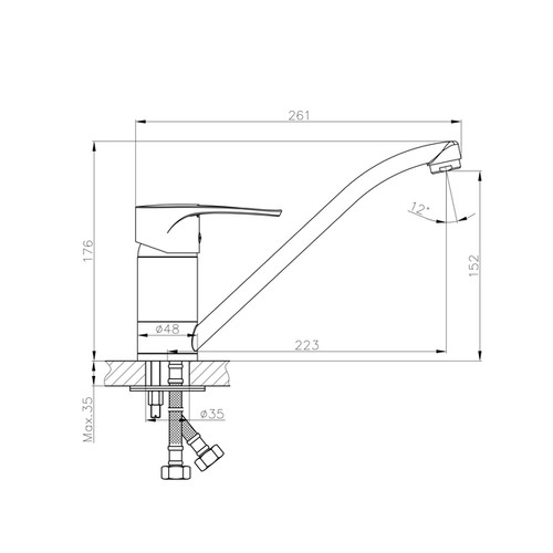 Cooke&Lewis Silver Kitchen Top Lever Tap Arya, brushed steel