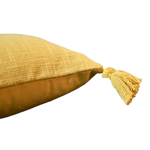 GoodHome Cushion Tassels 45 x 45 cm, mustard