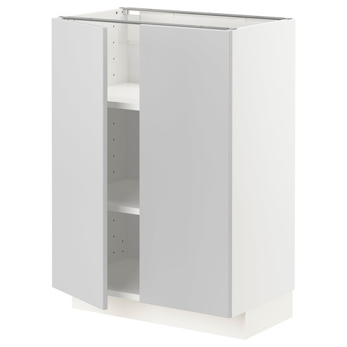 METOD Base cabinet with shelves/2 doors, white/Veddinge grey, 60x37 cm