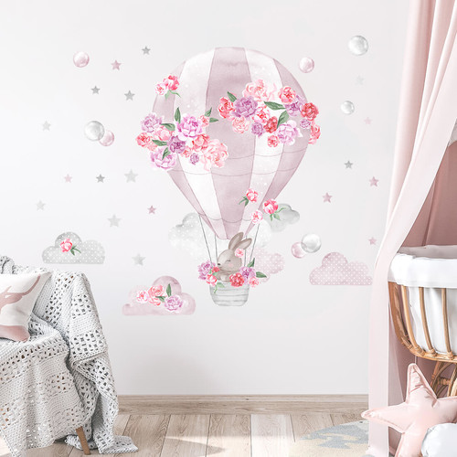 Wall Sticker Set 52x74cm - Hot Air Balloon Pink