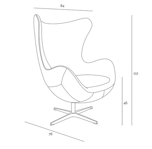 Armchair Egg, aluminium/black PU