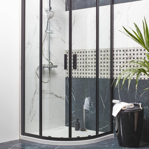GoodHome Sliding Shower Door Beloya 90 cm, black/transparent