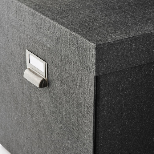 TJOG Storage box with lid, dark grey, 32x31x30 cm