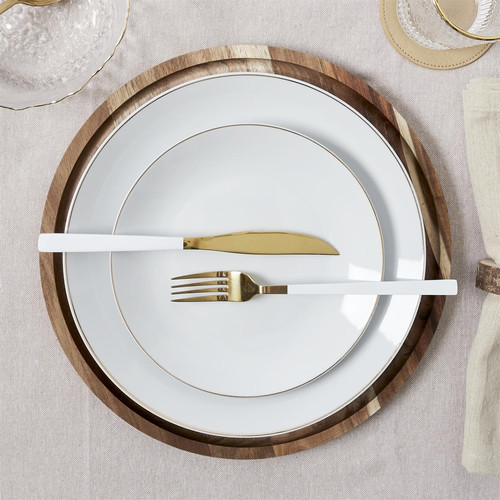 Plate Pearl Gold 27cm, white