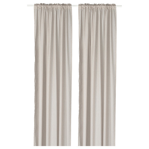 MÄSTERROT Curtains, 1 pair, beige/white dot pattern/with heading tape, 145x300 cm