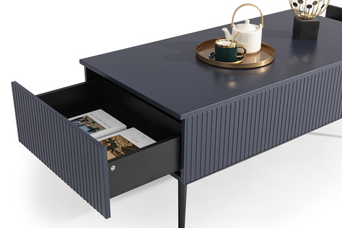 Coffee Table with Drawers Nicole, dark blue/black legs