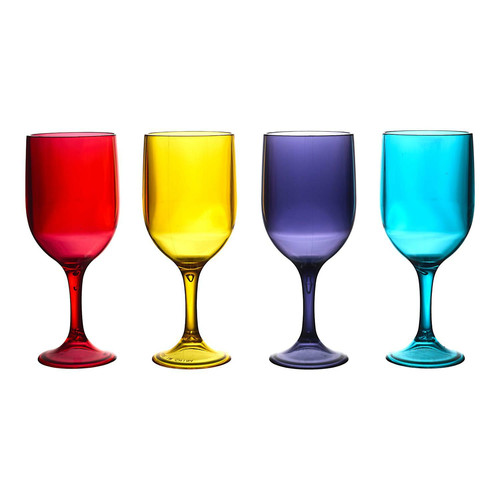 Plastic Wine Glass 340ml, yellow