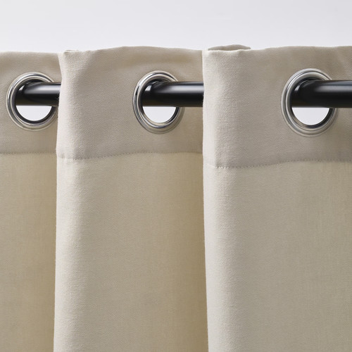 GINSTMOTT Curtains, 1 pair, beige/with eyelets, 145x300 cm
