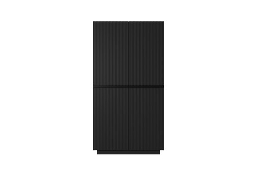 Wardrobe Nicole with Drawer Unit 100 cm, matt black, black handles