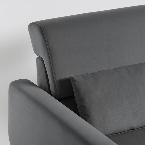 SLATORP 3-seat sofa with chaise longue, Hakebo dark grey
