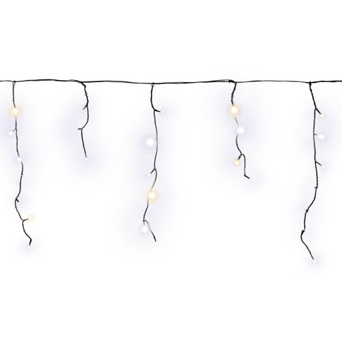 Christmas Curtain Lights In-/Outdoor 200 LED 9.6m, icicles, warm white/cool white mix