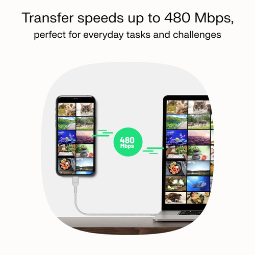 GREEN CELL Cable USB-C-USB-C PowerStream 100W, braid, 1.2m, white